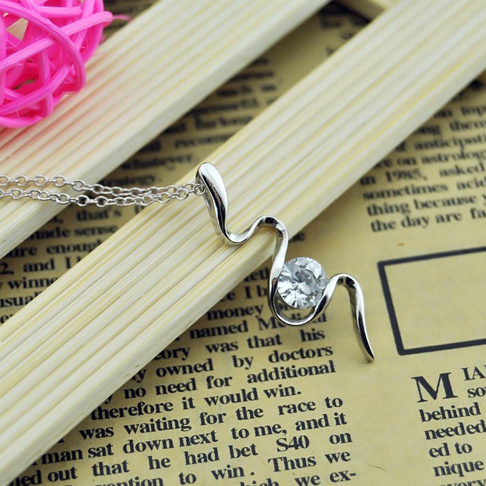 925 Silver Plated Aaa Zircon Inlaid Casual Necklace Silver Ladies Pendant