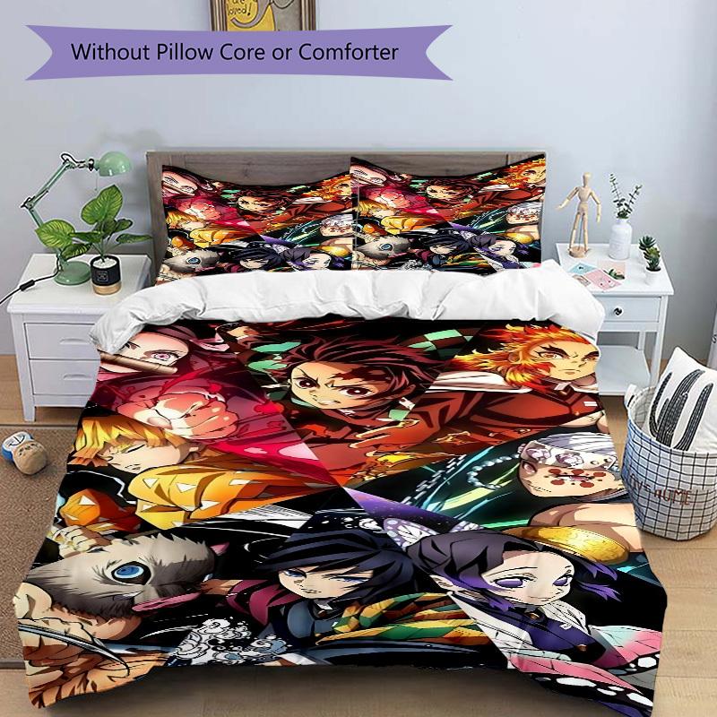 3pcs Demon Slayer Bedding Set. Soft and Comfortable with No Core Included (1x Duvet Cover + 2x Pillow Covers) yy251031030