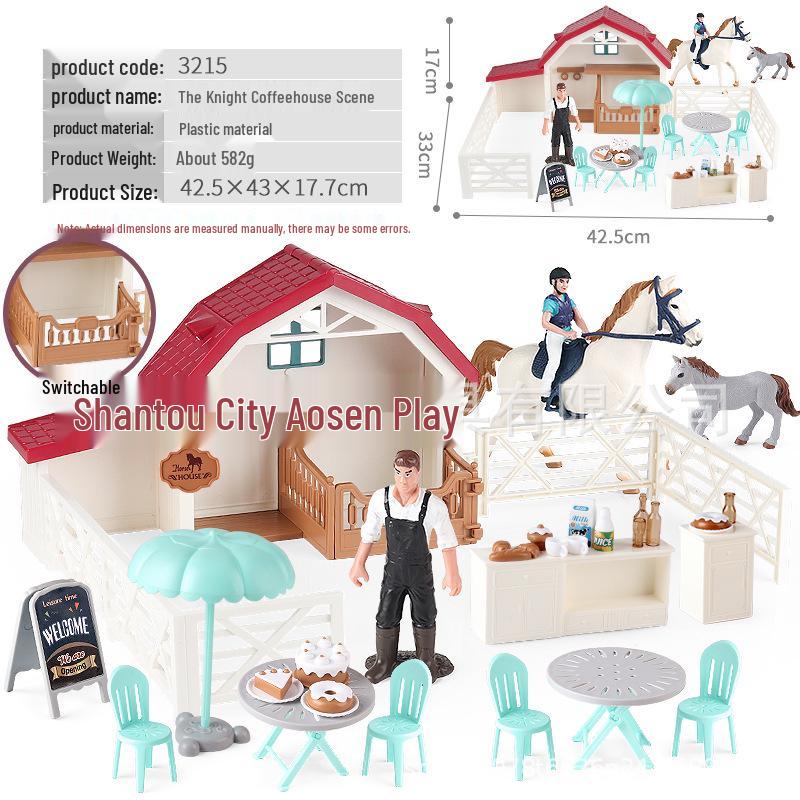 Farm Animal and Human Figures Playset with Fences: Rabbit, Sheep, Donkey, Cow - Parent-Child Simulation Toy