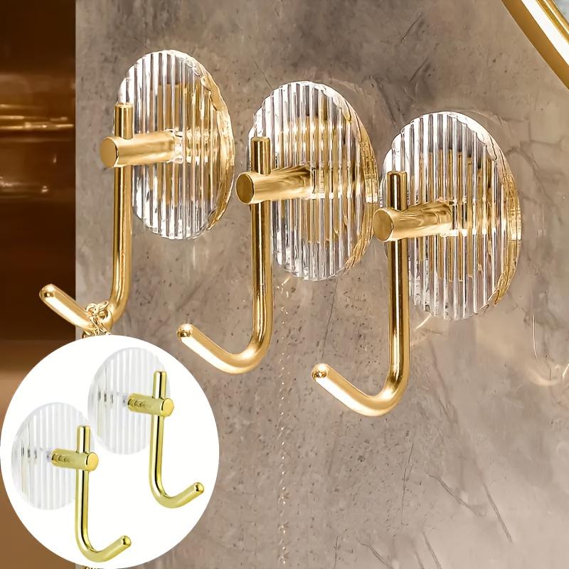 4pcs Metal Wall Hooks for Towels & Clothes - Versatile Bathroom Storage, Bedroom Wardrobe Organizer, Dorm Adhesive Holde