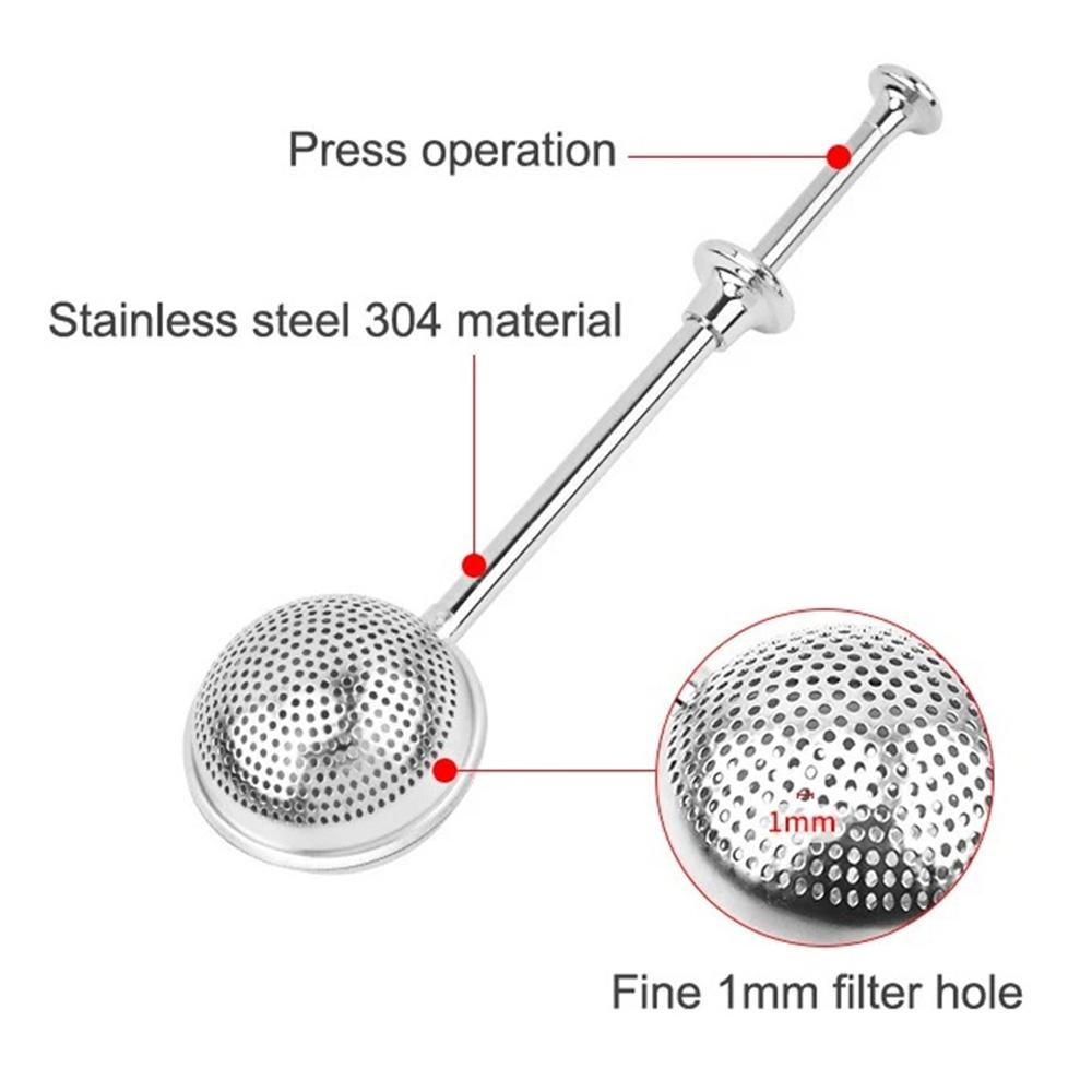 Stainless Steel Strainer Ball Press Telescopic Tea Filter Creative Portable Hanging Multi-purpose Household Kitchen Tool