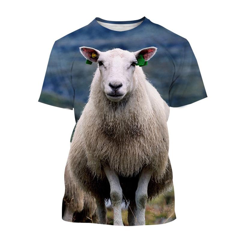 Funny Animal Sheep 3D Printing T-Shirt Men Women Summer Casual Short Sleeve Round Neck T Shirt Streetwear Tops Tees Male Clothes
