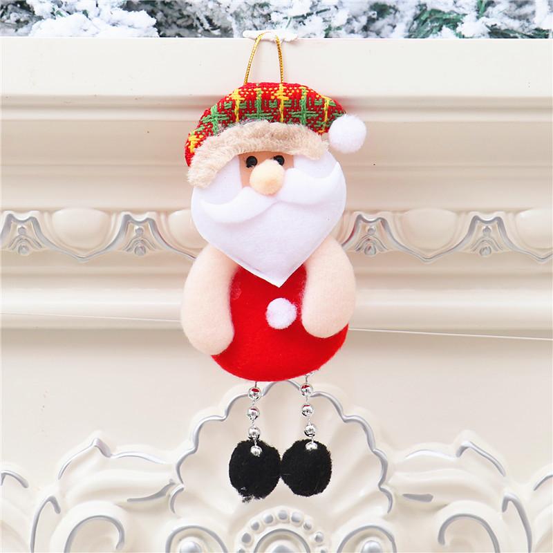 Christmas Themed Decorations Ornaments Fabric Santa Claus Reindeer Figurines Little Bear Snowman Hanging Decorations Pendant