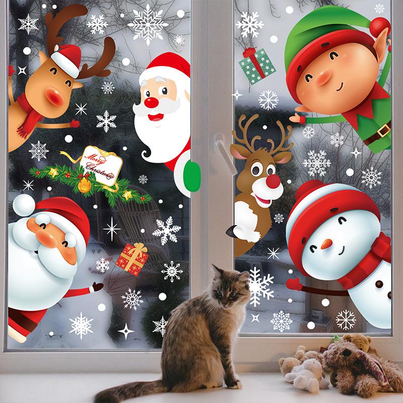 Christmas Reindeer and Snowflake Window Sticker - Traceless, Electrostatic Decor