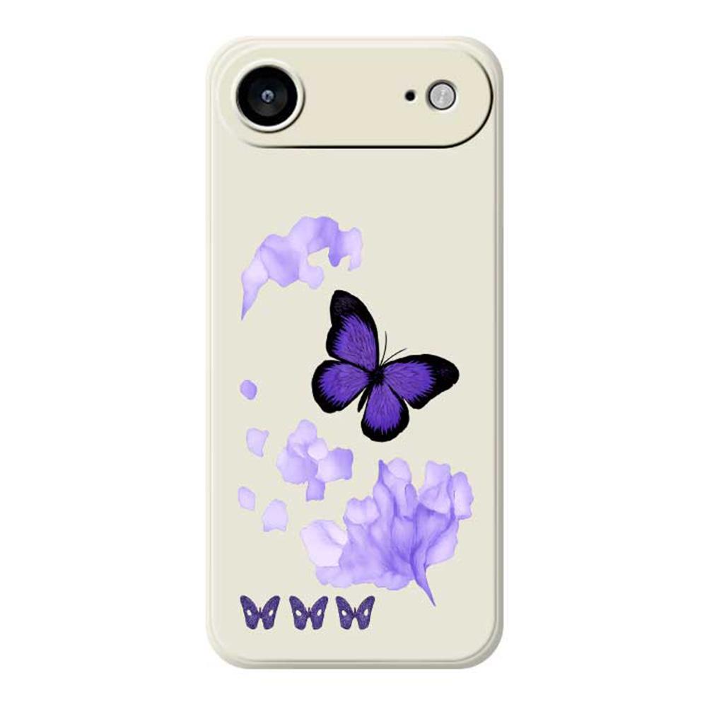 For iPhone 17 Air Case Purple Butterfly Pattern Printing Straight Edge TPU Phone Back Cover
