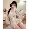 Domila Sexy Underwear Japanese Sexy Cardigan Three-point Chiffon Embroidered Kimono Hot Uniform Women's Suit