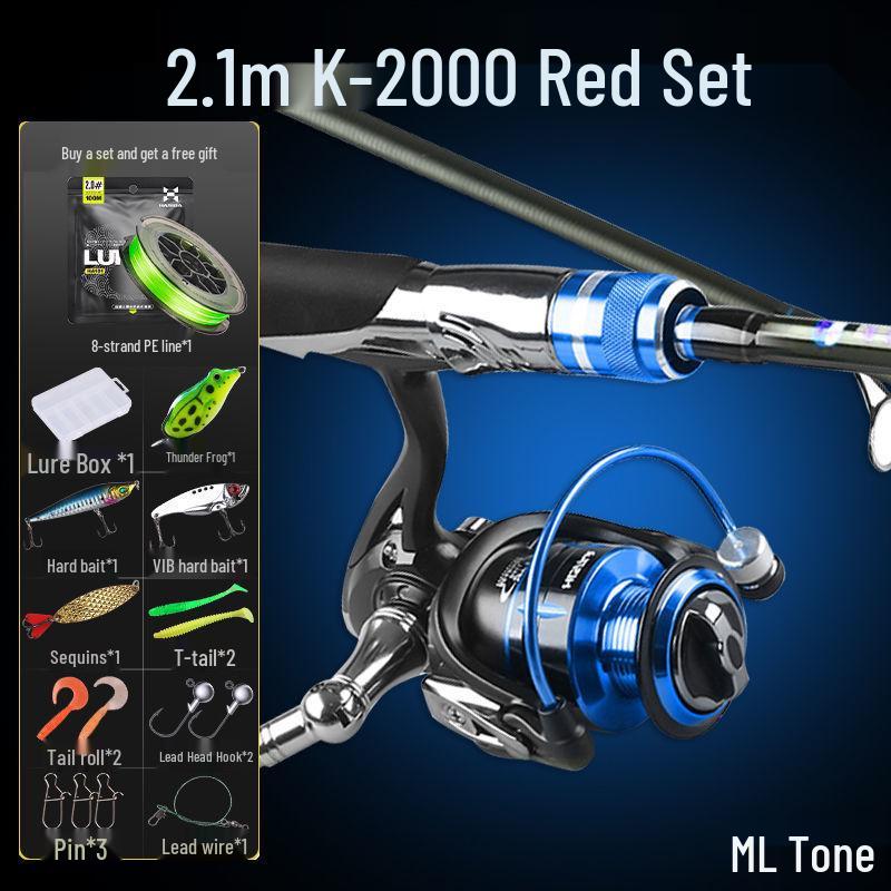 Hasda Carbon Fishing Rod & Reel Set - Straight Handle, Long Cast Metal Spinning Reel, Ideal for Beginners