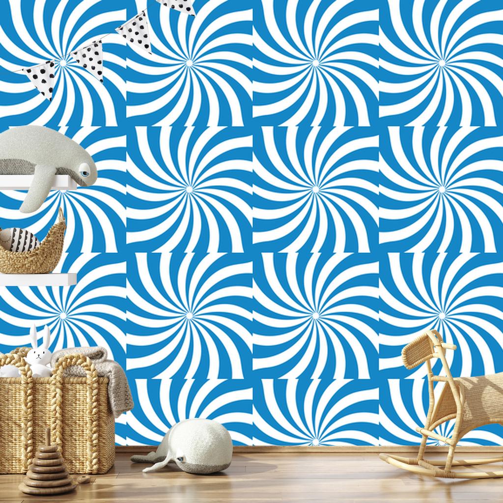 Hippie wallpaper blue background, azure background for living room and bedroom 50x1000