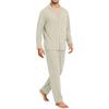 Men's Comfortable Button-Down Pajama Set Long Sleeve Loungewear for Sleep and Home