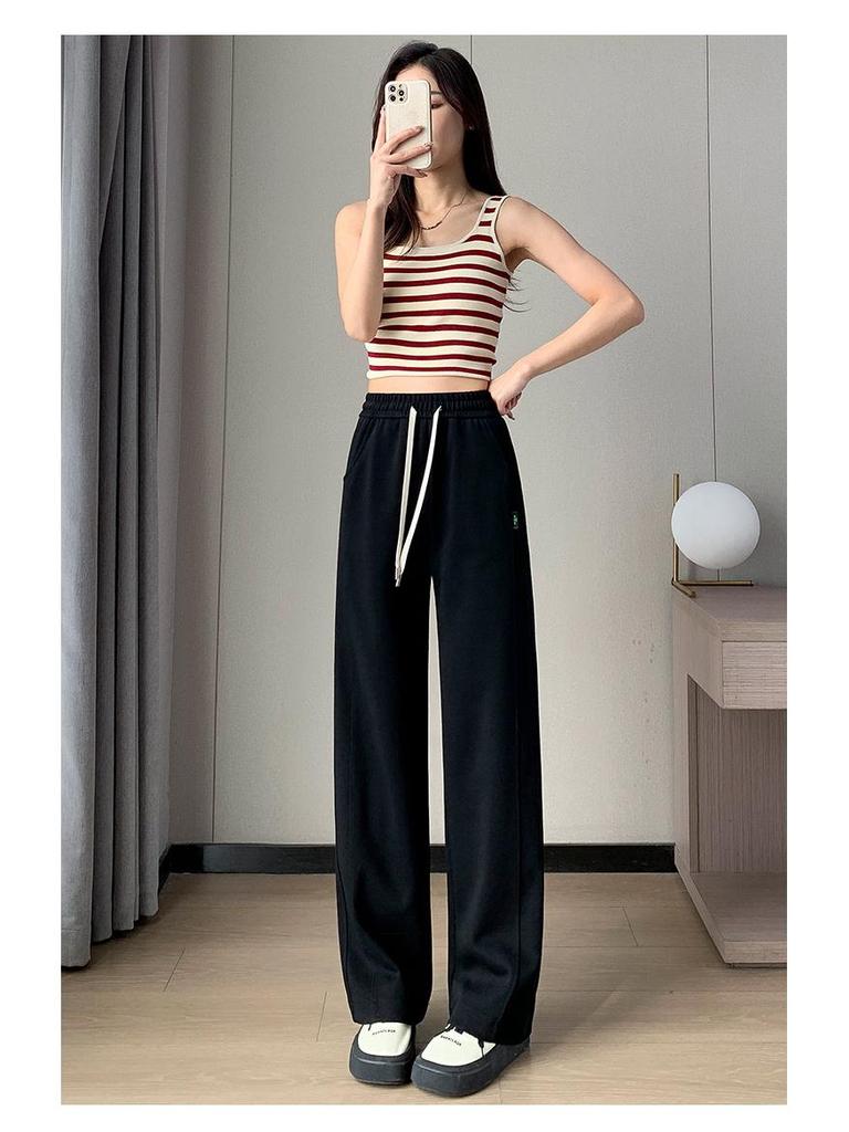 Women's High Waist Loose Candy Color Wide Leg Pants - Versatile Slim Fit for Spring and Autumn