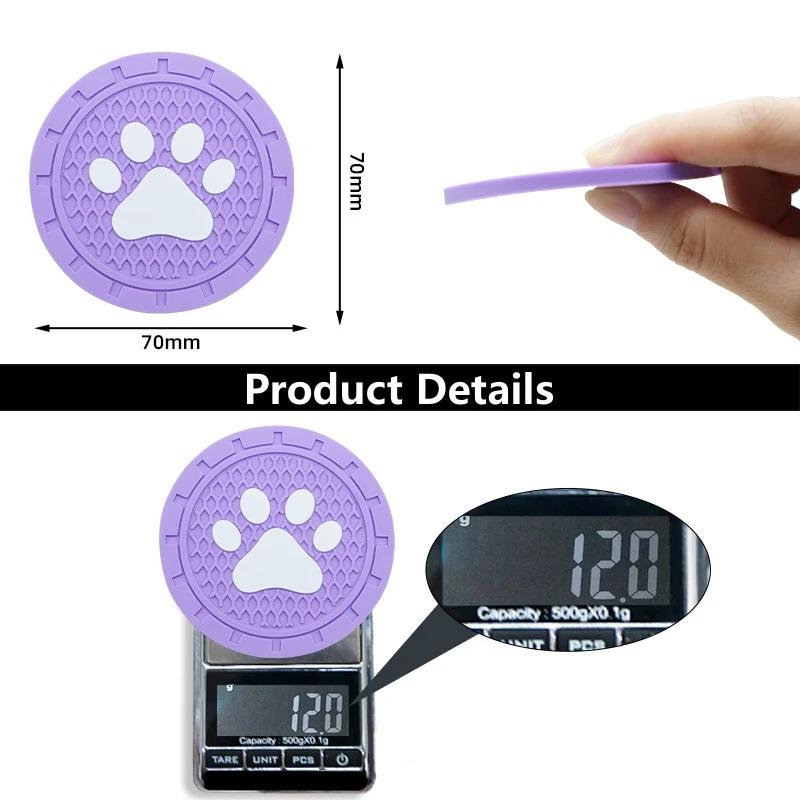 1 Pair Car Coasters Cup Dog paw print Mat Universal Holder Anti Slip Bottle Pad Insert Pads Most Water Cups Car Accessories