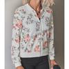 Übergröße Damen Herbstmode Bedruckte Rundhalsjacke mit Reißverschluss und langen Ärmeln