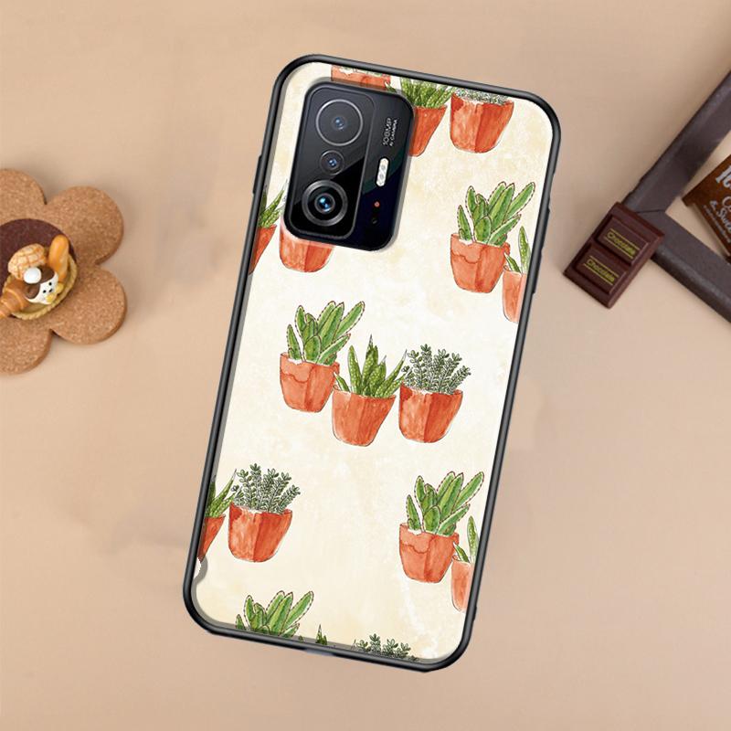Cute Cactus Potted Plant Case For Xiaomi POCO X7 Pro X3 X5 X6 F3 F5 F6 M6 Pro 11T 12T 13T 14T Pro 13 14 Ultra Cover