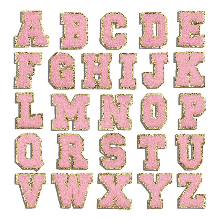 6Cm English Letter Towel Embroidery Patch Sticker Purple Letter Computer Embroidery Label Ironing Embroidery Chapter