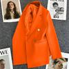 Women's Notched Collar Long Sleeve Blazer Loose Fit Casual Office Jacket Solid Color Single Breasted Pocket Outerwear