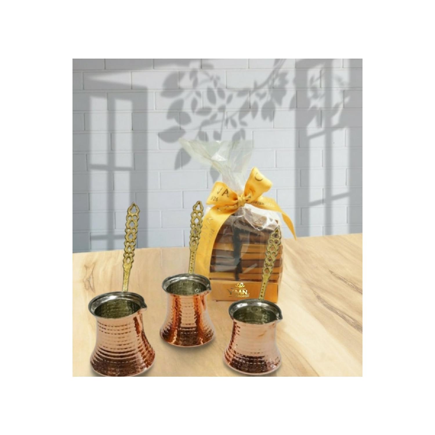 

Набор туркменских медных кофейников для плиты - набор из 3 предметов