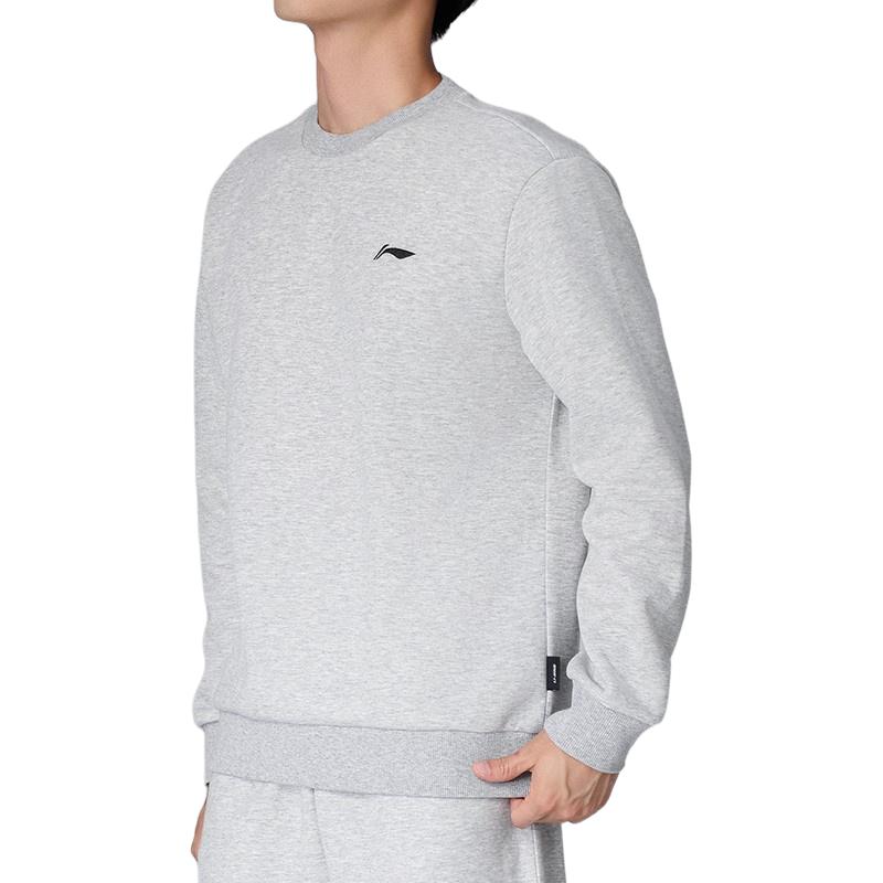 Li-Ning Cotton Breathable Wrinkle-Resistant Pilling-Resistant Versatile Ribbed Solid Basic Sports Casual Crew Neck Regular Sweatshirt ASWDVE4-12-3