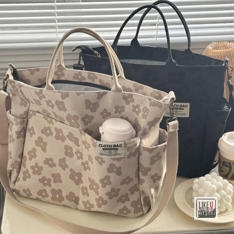 Original Handmade Thickened Artistic Canvas Tote Bag - Versatile Crossbody/Shoulder Carry for Students