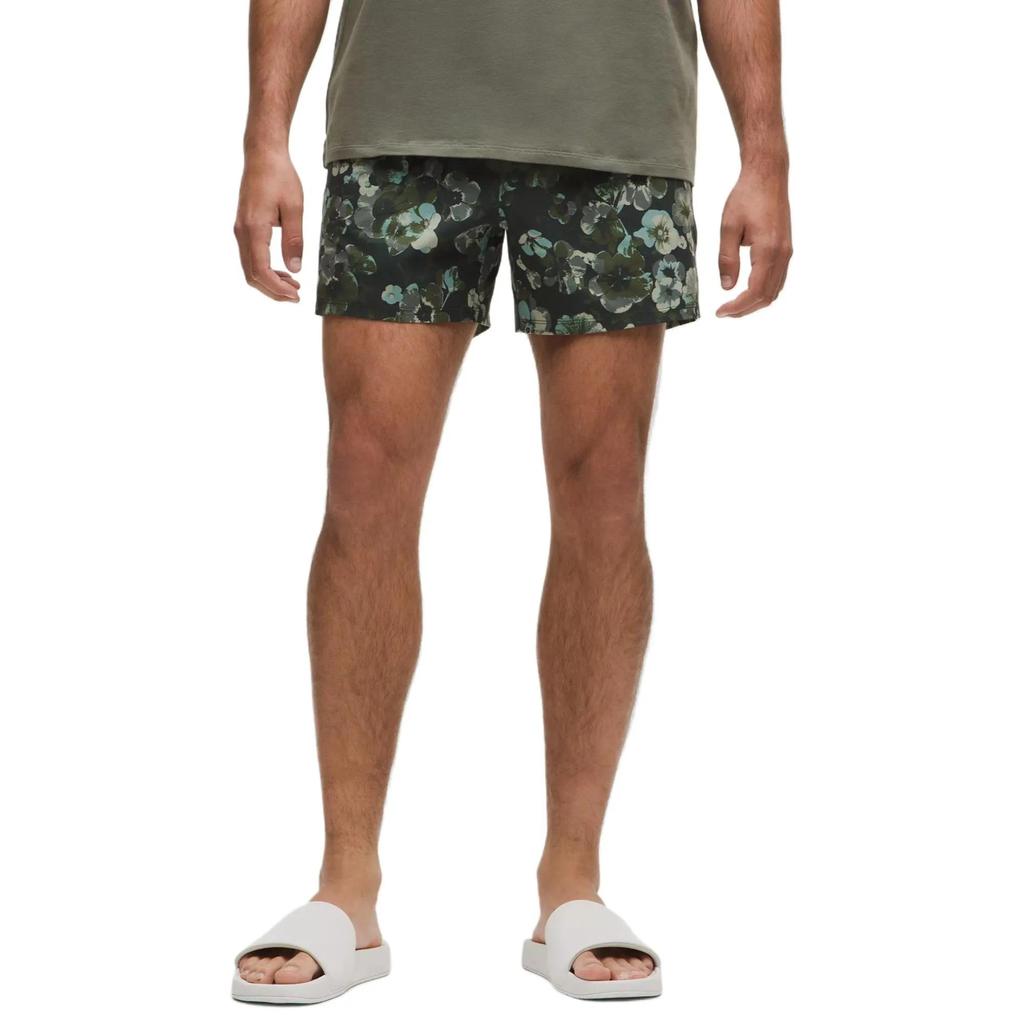 Lululemon Swimming Shorts 5' Men's Furong Green (Unisex) Beach Shorts LM7BLIS | Floral Glow Blue Multi