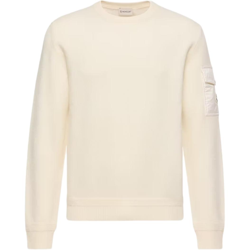Pull à manches longues et col rond logo monochrome Moncler Pull homme L20919C00001M1131034 M white