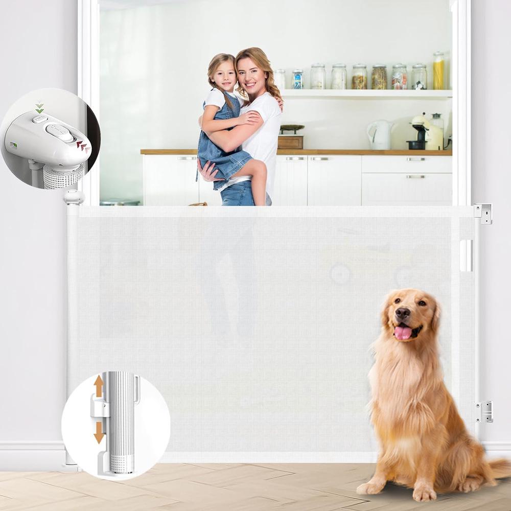 Retractable No-Drill Pet and Child Safety Gate for Indoors and Staircases