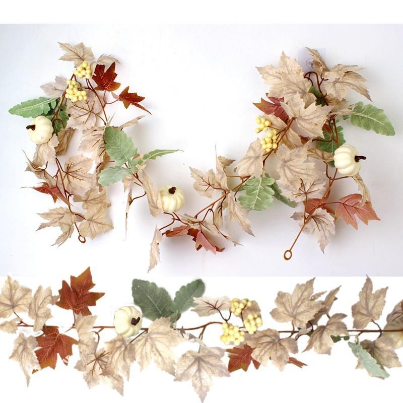 Autumn White Maple Leaf Rattan Decor Pendant for Thanksgiving