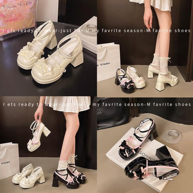 Bow High Heels for Women, Round Toe, Thick Heel, Sweet and Cute, Plus Size High Heels for Women