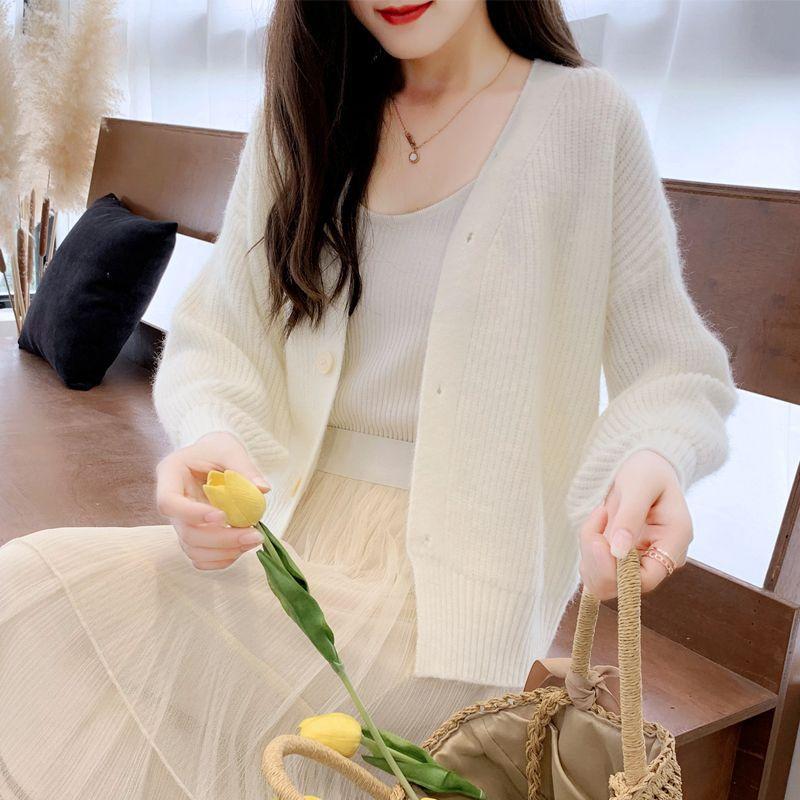 New Spring and Autumn Sweater Cardigan Women's Loose Lazy Style Versatile Short Knitted Jacket Top