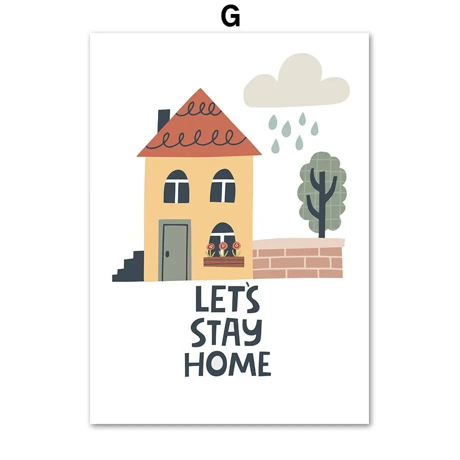 Mountain Sun Car Plane House Dream Nursery Wall Art Canvas Painting Nordic Posters And Prints Wall Pictures Baby Kids Room Decor