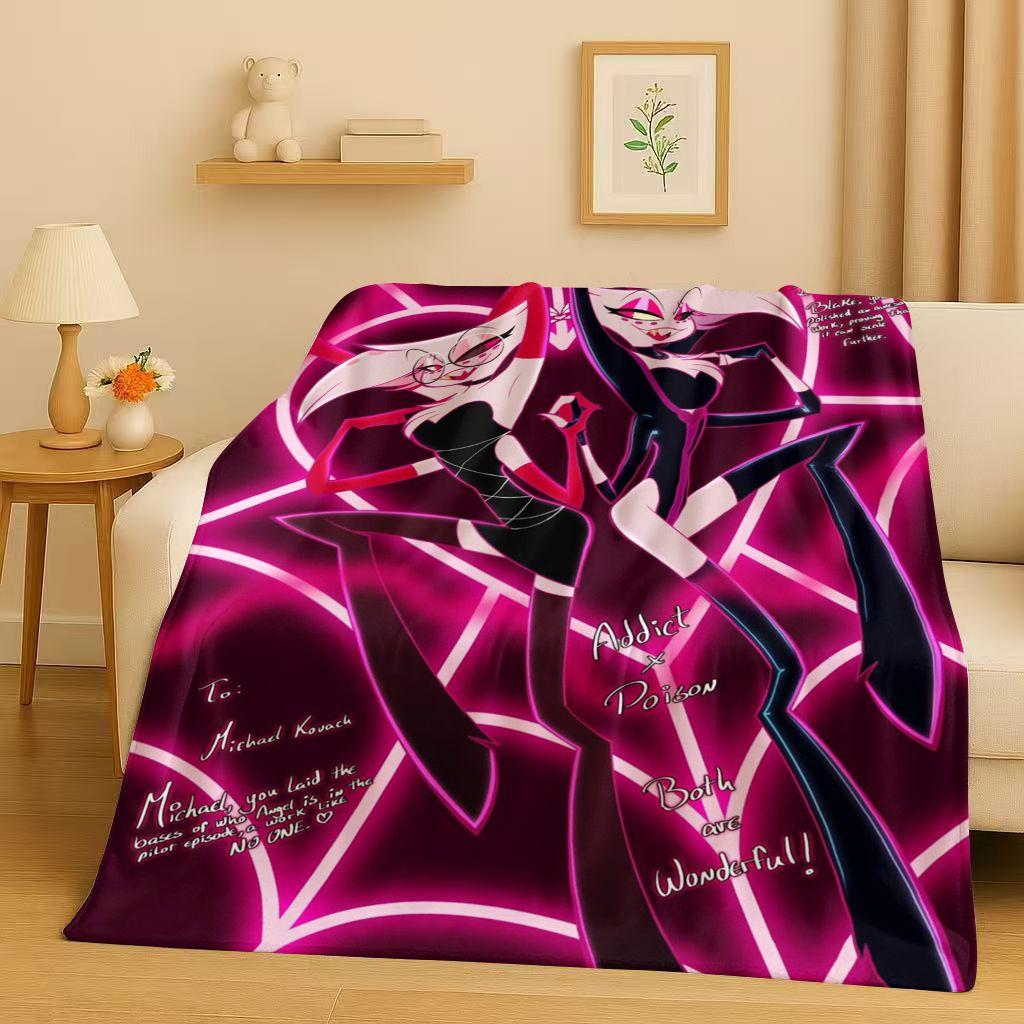 3D Cartoon H-Hazbin Hotel Angel Dust Alastor Flannel Blanket,Soft Warm Plush Throw for Home Bedroom Bed Sofa Cover Office Gift