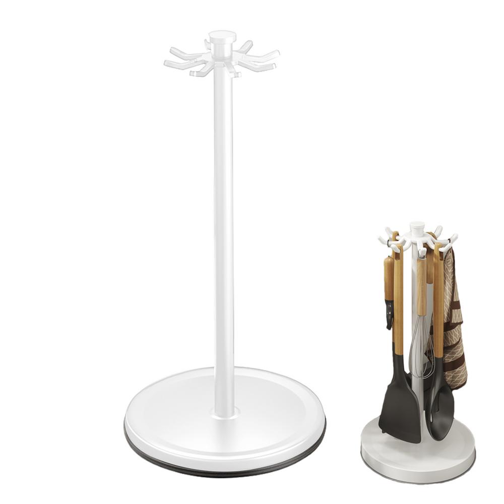 

Держатель для кухонной утвари для столешницы, Подставка для хранения кухонных столовых приборов, Вращающийся на 360 градусов, Поворотный держатель для кухонной утвари с 8 белый