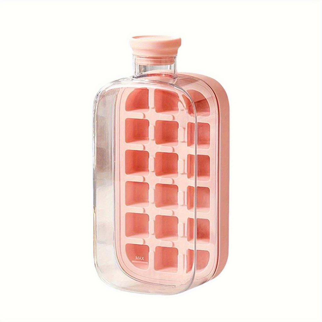 2 In 1 Ice Cube Maker Water Bottle , Touch Free Silicone Ice Trays, 12/18 Grids, Leak Proof, Easy Release for Home/Office/Trave