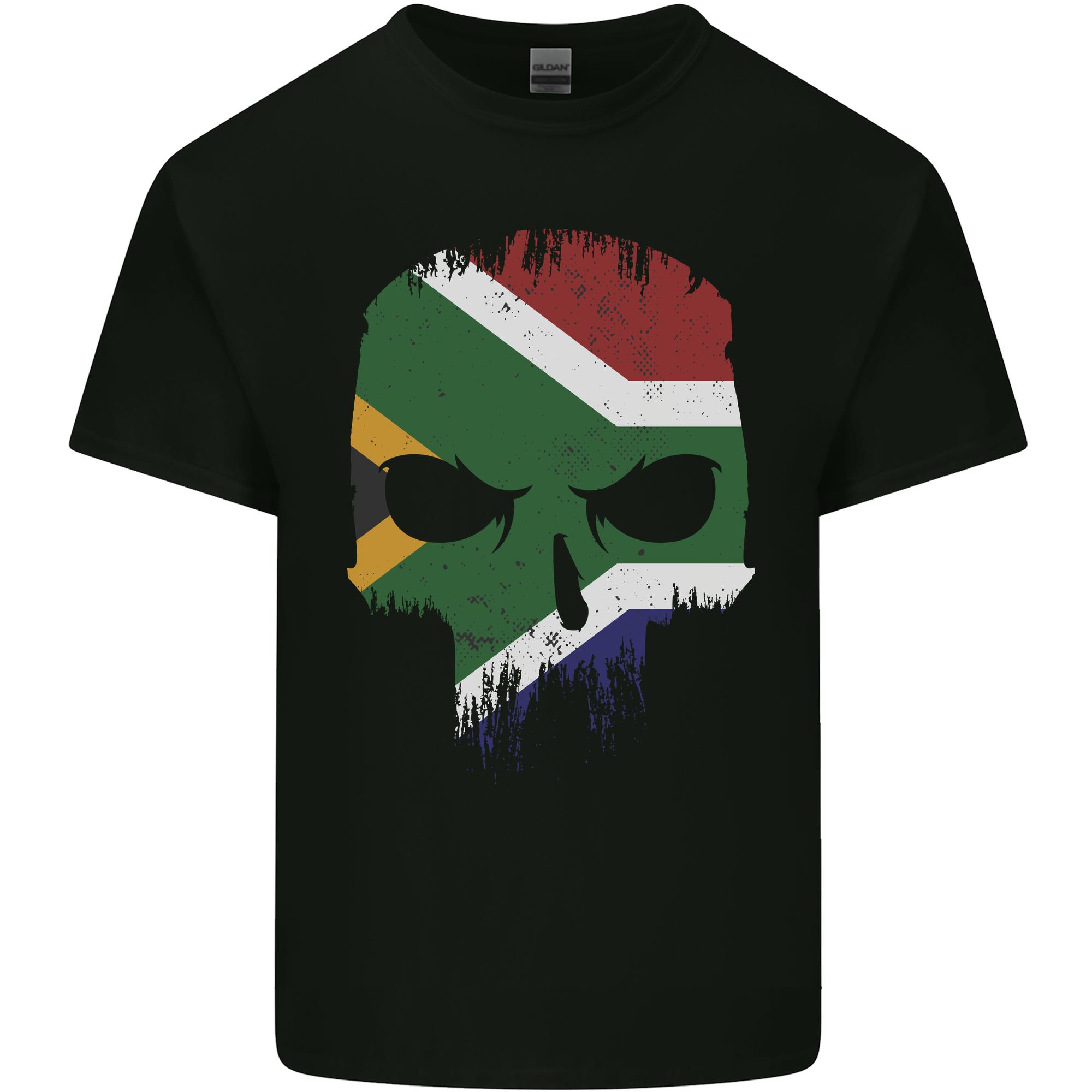 South Africa Skull African Flag Gym Biker Unisexs Light Cotton TShirt S