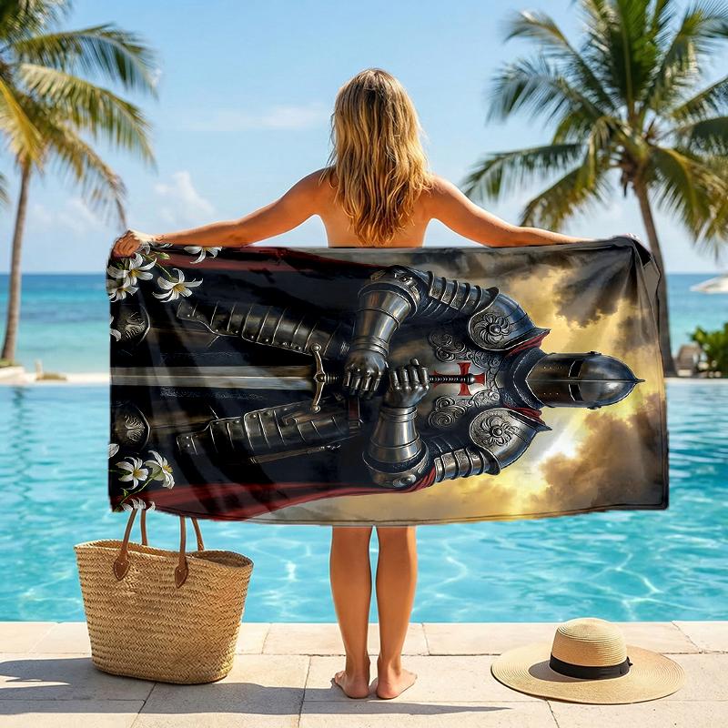 Cross Templars Knight Fashion Beach Towel: Ideal for Summer Adventures Soft, absorbent and quick drying suitable for swimming and bathing