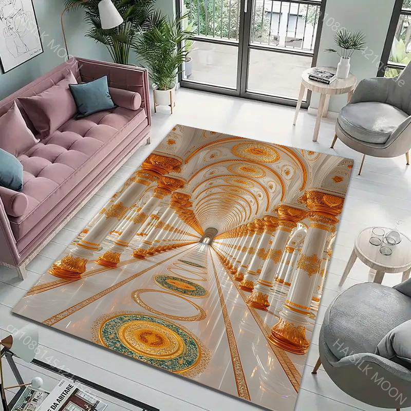 

HD Palace Churches Temples Corridors Pattern Carpet for Living Room Bedroom Sofa Home Decor Non-slip Floor Mat Large Size 40x60cm