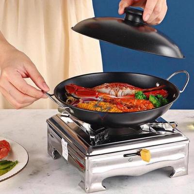 1 Pieza Horno de Alcohol Sólido Líquido Acero Inoxidable Olla Caliente Con Tapa Olla Seca Hogar Restaurante Dormitorio Comercial Olla de Alcohol