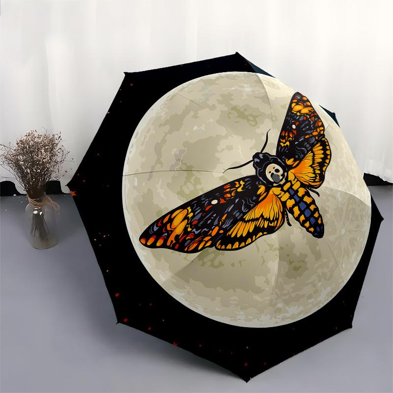 Moonlit Moth: Celestial Butterfly StickerUmbrella, Portable 3-Fold Umbrella for Men & Women,Christmas Gift ES259