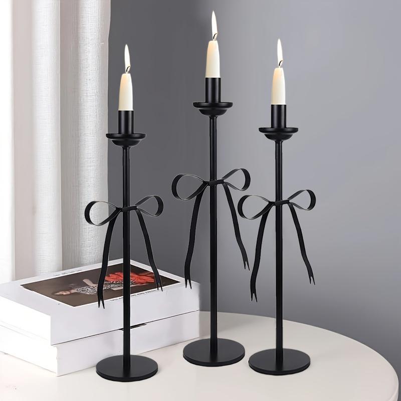 Iron Art European Style Living Room Candle Holder Desktop Ornaments Black Chic Candlestick Decorative Home Decoration
