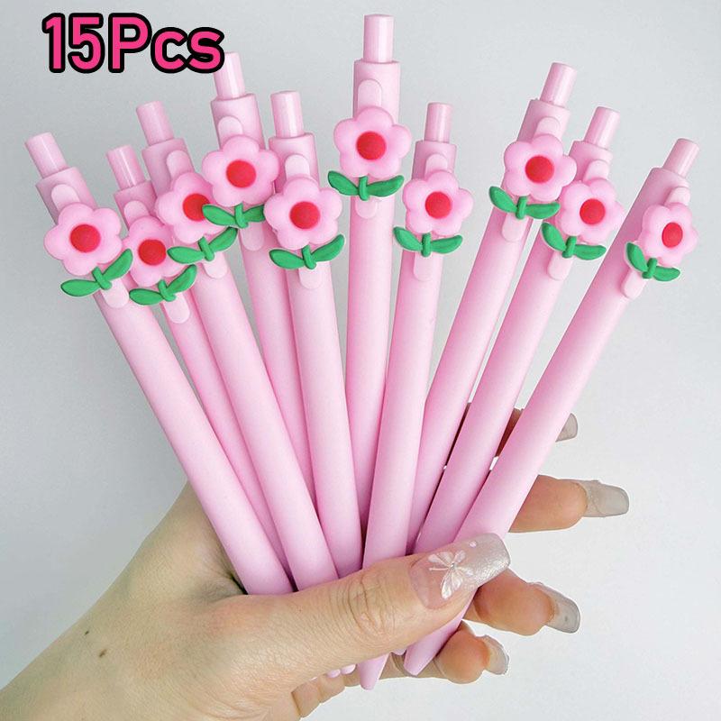10pcs Cute Flower Pens Black Ink Fancy Pens Fine Point Smooth Writing for Students Classroom Office Supplies