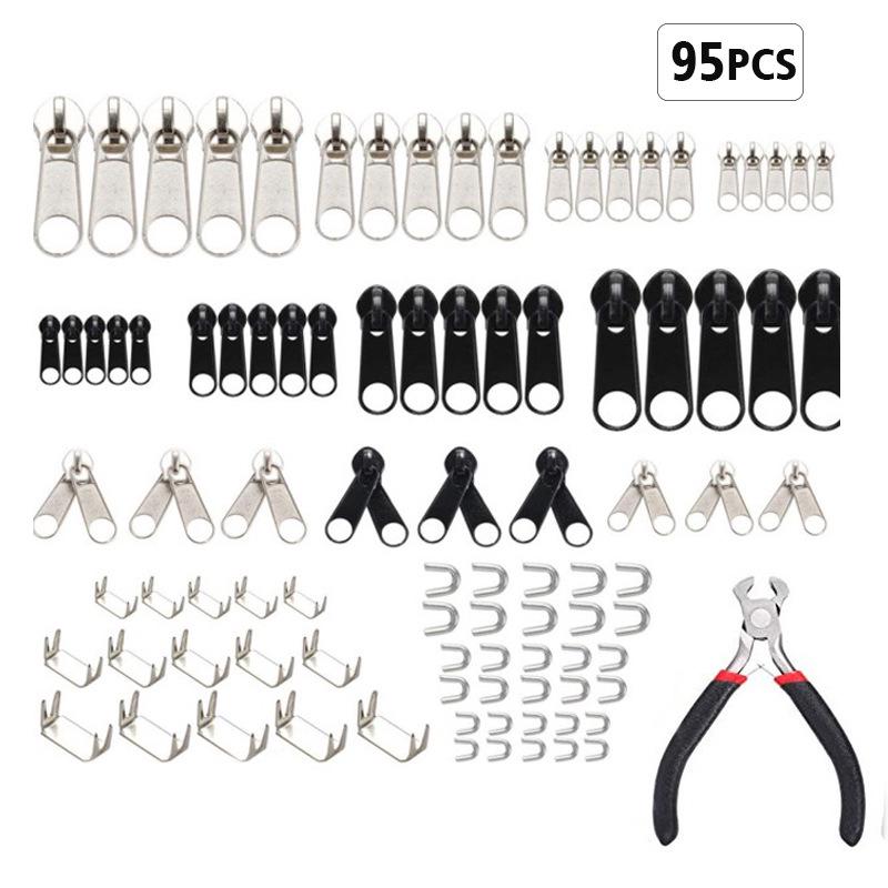 Zipper Repair Kit: U-Code Puller & Slider Set with Cutting Pliers