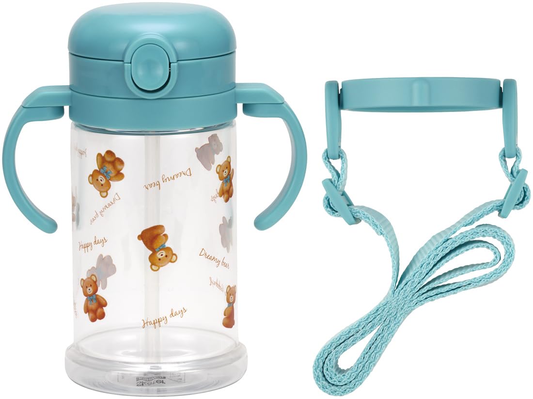 

Skater Baby Straw Mug with Foldable Handle and Shoulder Plush Suitable for Ages 1 Year and Up Strap, 2-Way Type, 370ml, Bear, (KSHW2N-A)
