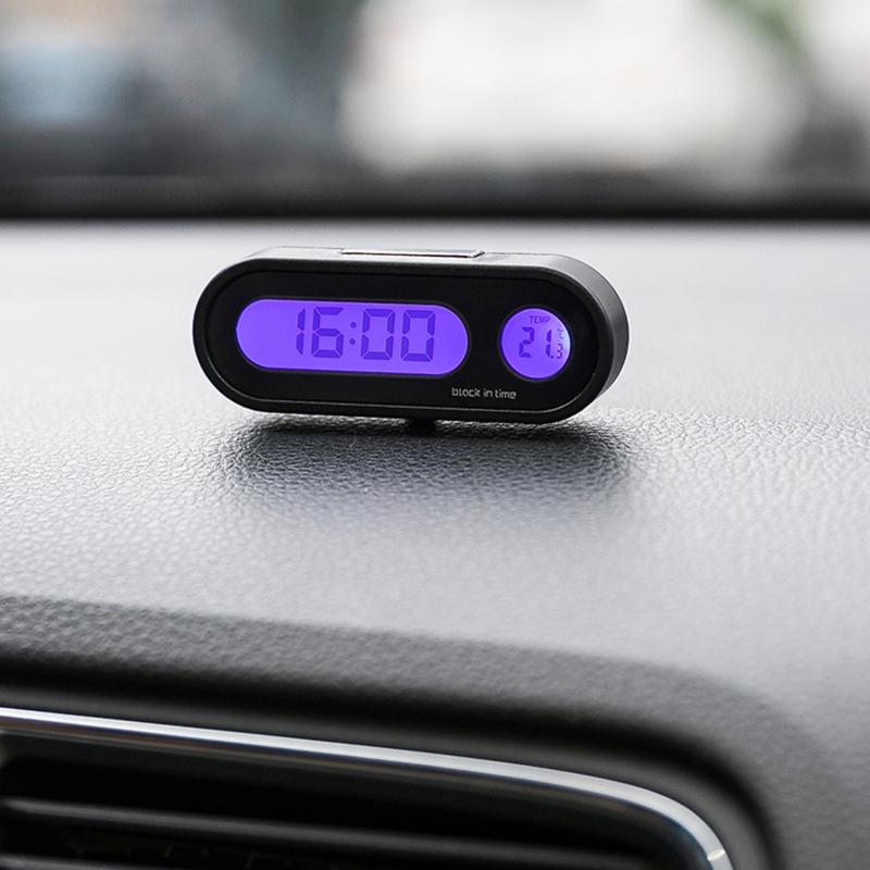 Car Auto LCD Display 2 In 1 Mini Car Digital Clock Thermometer for Time Monitor Portable Electronic LED Display Only Cel