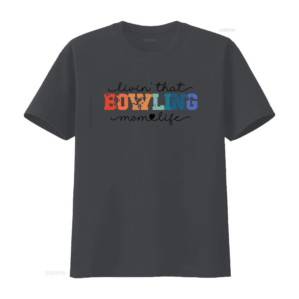 Bowling Mom Retro T Shirt Match Day Woman Collage Playing Team Season Sports School Fan Mama Mothers Birthday  vintage Washed