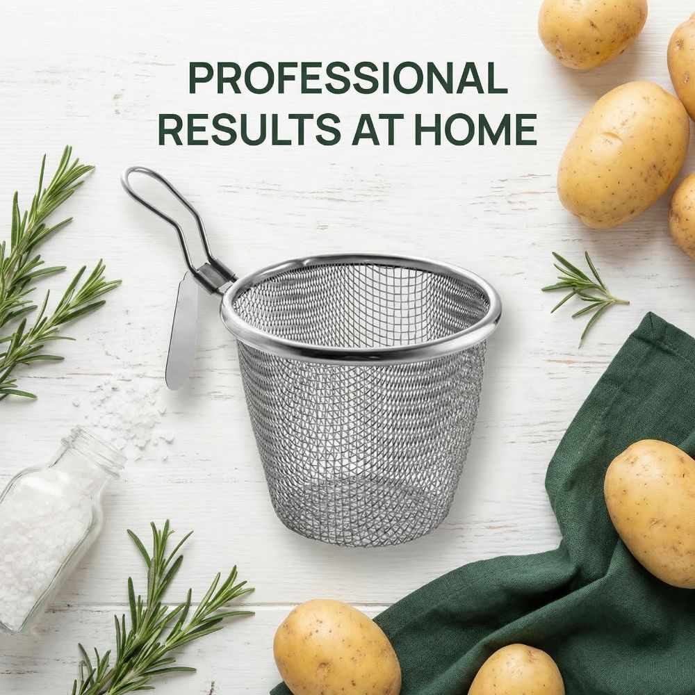 304 Stainless Steel Deep Fryer Basket Fine Mesh Food Strainer Food Colander  Onion Rings