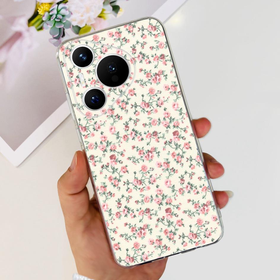 For Huawei Pura 70 Pro Plus Case Fashion Flowers Clear Soft Silicone Shockproof Phone Cover For Huawei Pura 70 Pro Pura70 Bumper
