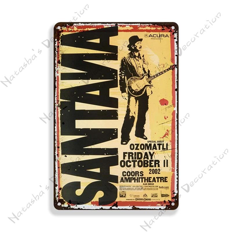 Santana Poster Dekorative Platte Rockmusik Metallposter Garage Club Metall Blechschild Metallplakette Wandplatte Man Cave Wanddeko
