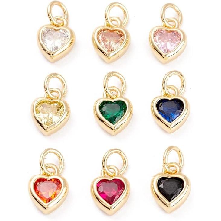 Ipotkitt 5Pcs Heart with Star Brass Micro Pave Cubic Zirconia Diffuser Locket Charm Pendants Openable Ornaments for DIY Making - 19.5x22.5mm