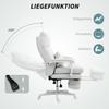 Rolling Chair, Linen Look, Height-Adjustable, 160 Degree Recline, Footrest, Cream White