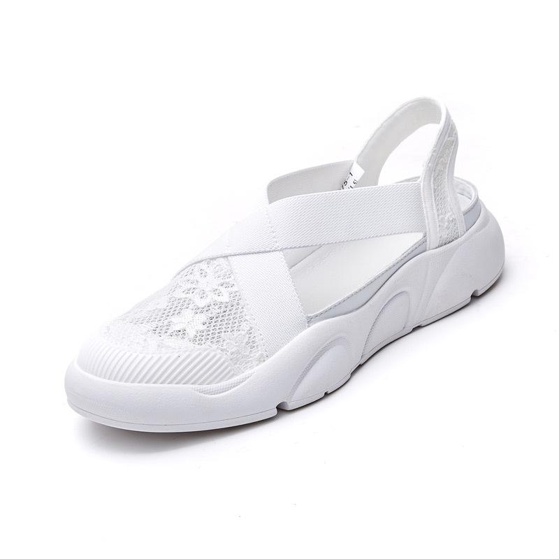 

Лето 2025 Женские белые эспадрильи на толстой подошве - Дышащие, ажурные балетки 34