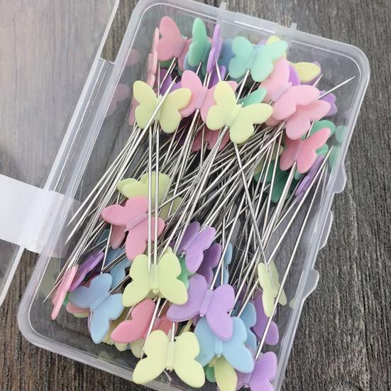 100Pcs/Box Dressmaking Pins Embroidery Patchwork Mixed Color Sewing Needle Tool